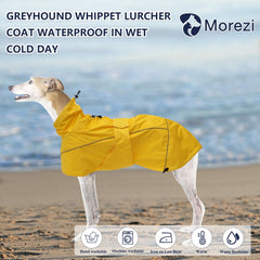 Morezi Greyhound Raincoat back with reflective bar for visibility