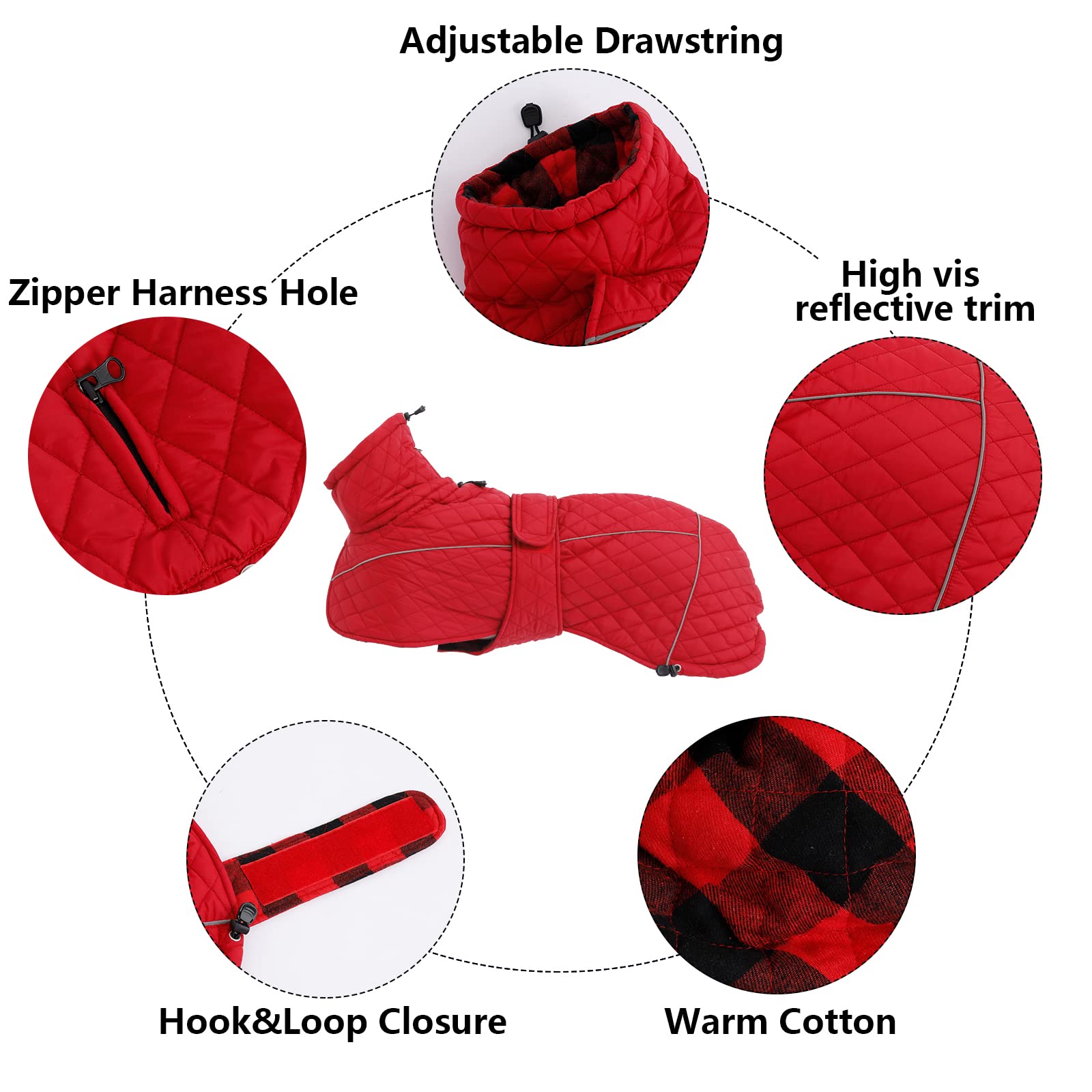 Morezi Greyhound Winter Coat reflective piping detail for better visibility