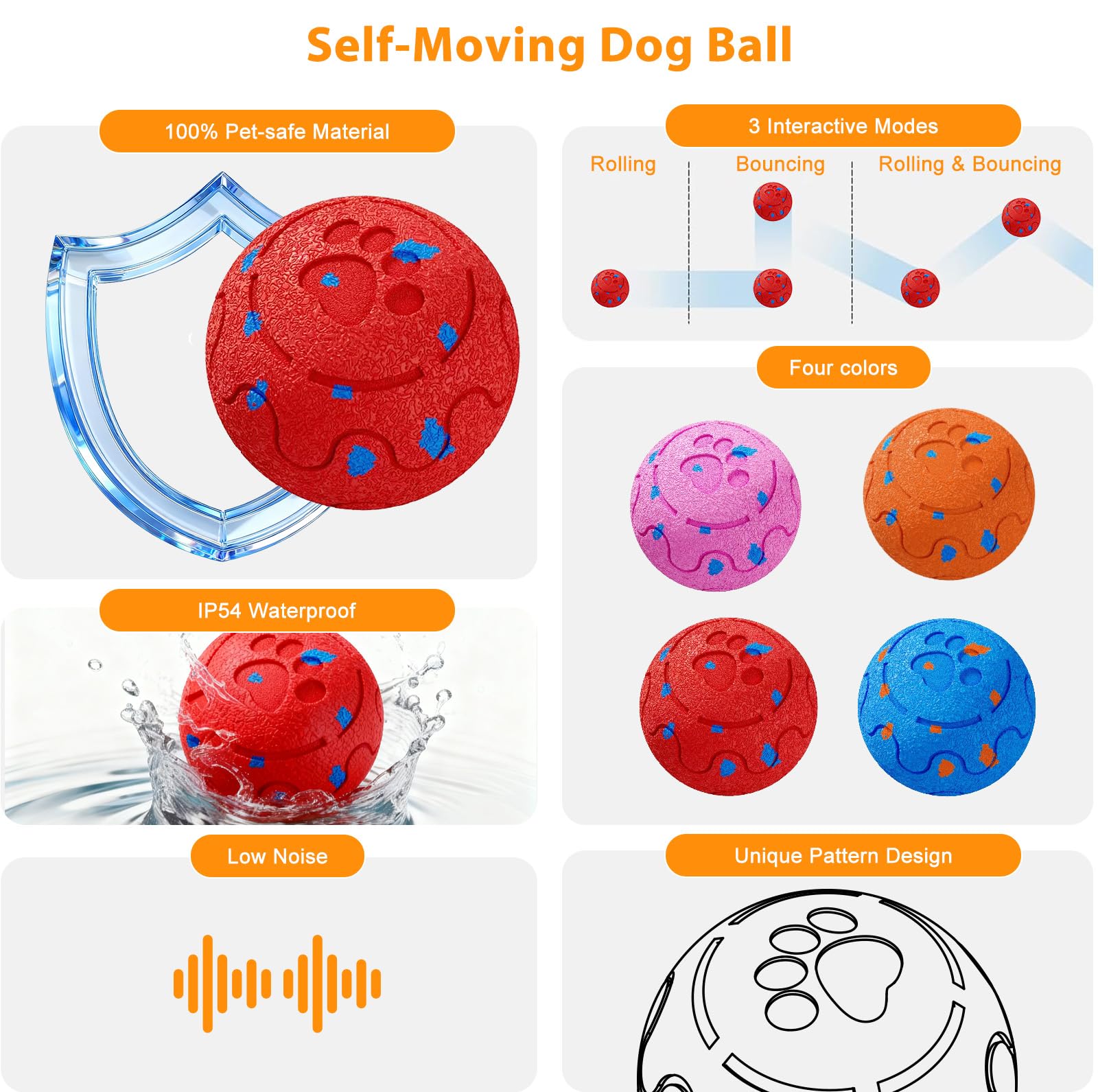 morhandisn dog ball auto-roll-action encourages chasing and satisfies instinctive scavenging.