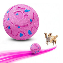 Morhandisn dog ball pink side view promotes durable, engaging playtime.