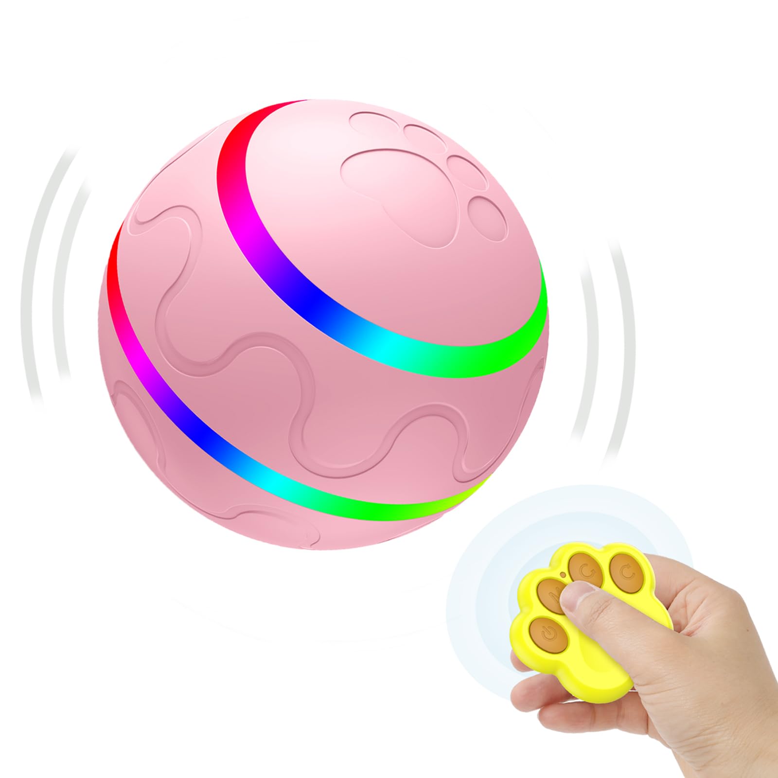 morhandisn interactive dog ball pink side view demonstrates durable play for medium and large dogs.