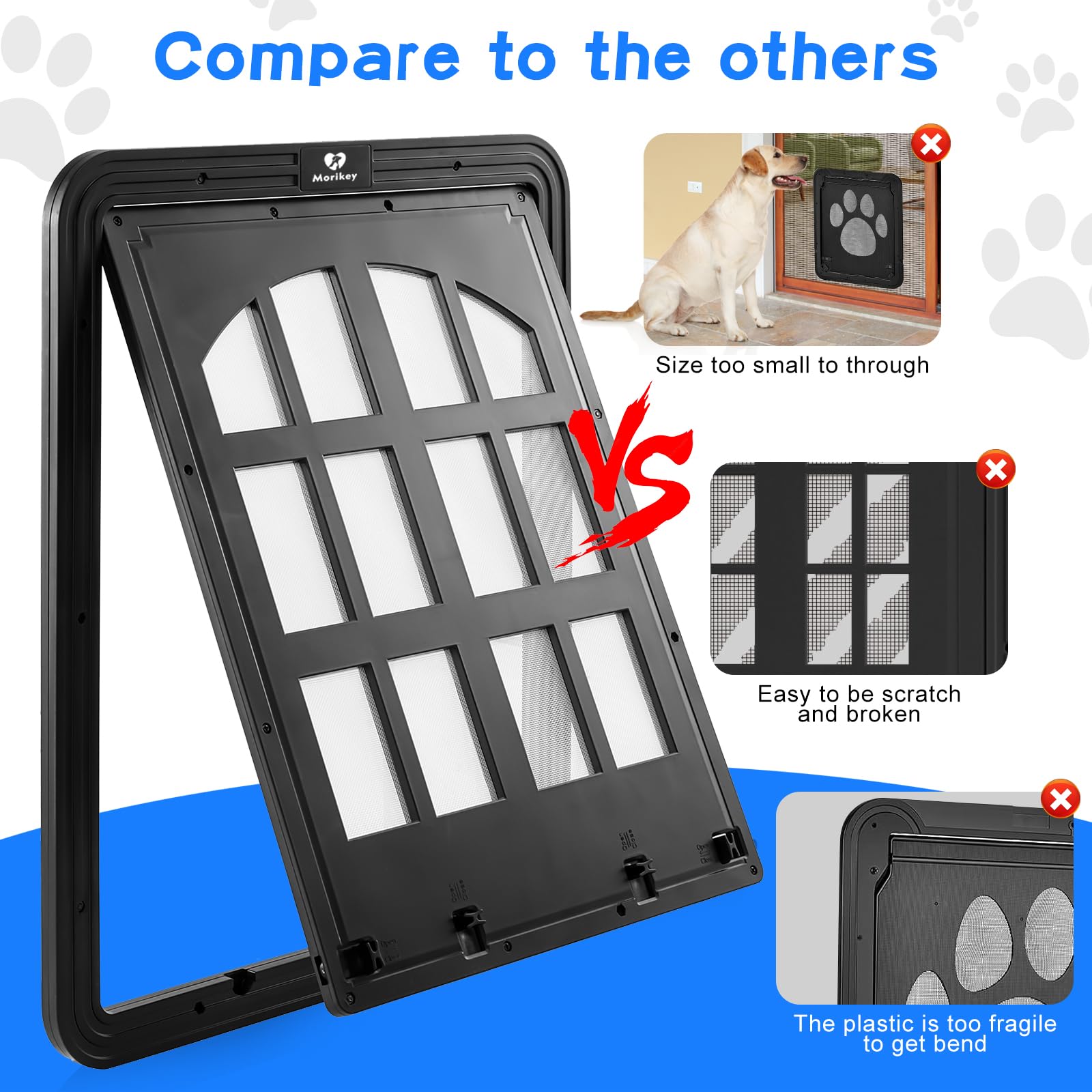 Morikey ABS-durable screen door material appears sturdy for long-lasting use.