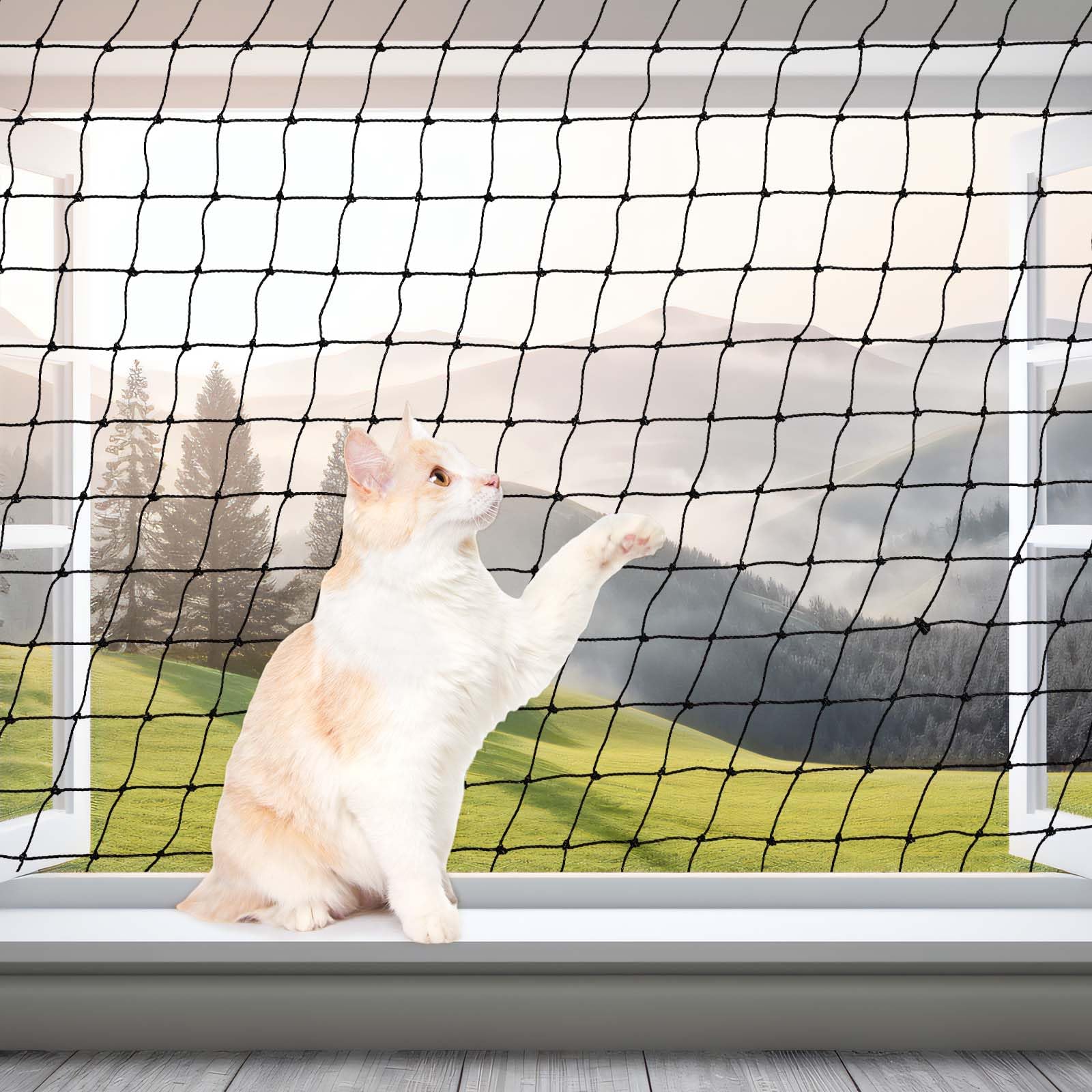 MorningRo black cat netting on balcony creates a durable barrier.