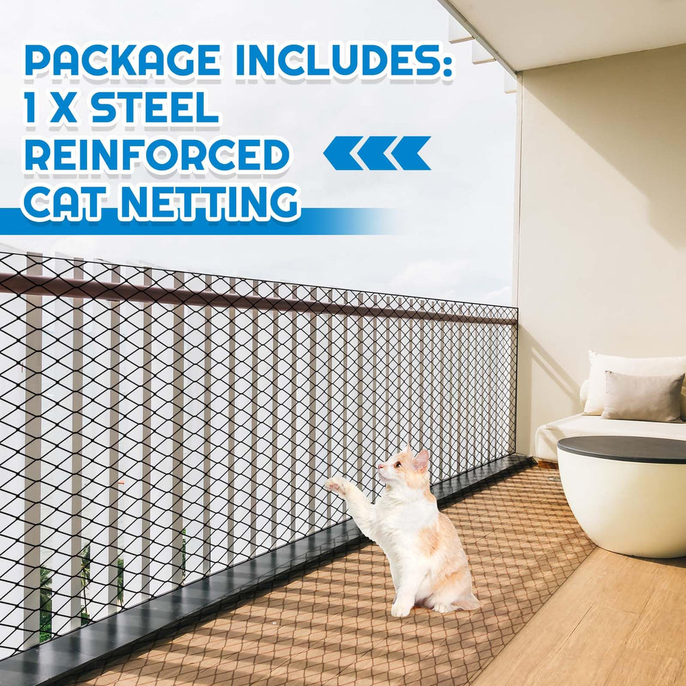 MorningRo steel reinforced cat netting close-up highlights rugged durability.
