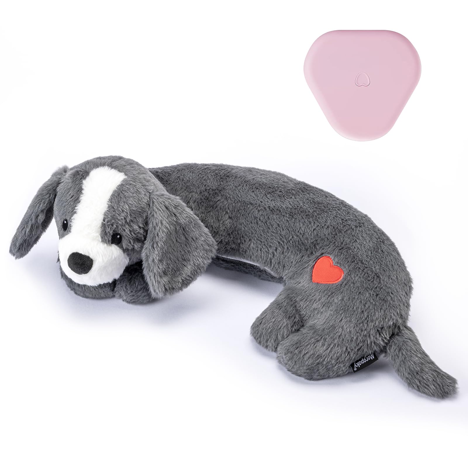 Moropaky Heartbeat Puppy Toy closeup showing calming heartbeat for anxiety relief