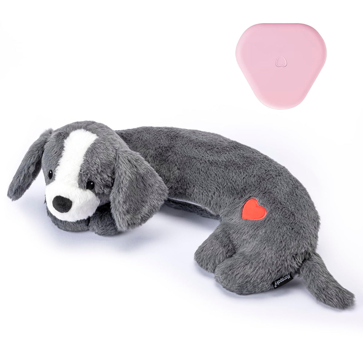 Moropaky Heartbeat Puppy Toy closeup showing calming heartbeat for anxiety relief