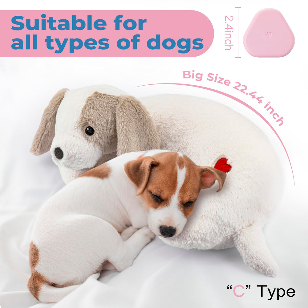 Moropaky Heartbeat Puppy Toy kennel-use context shows companionship during travel or crate time