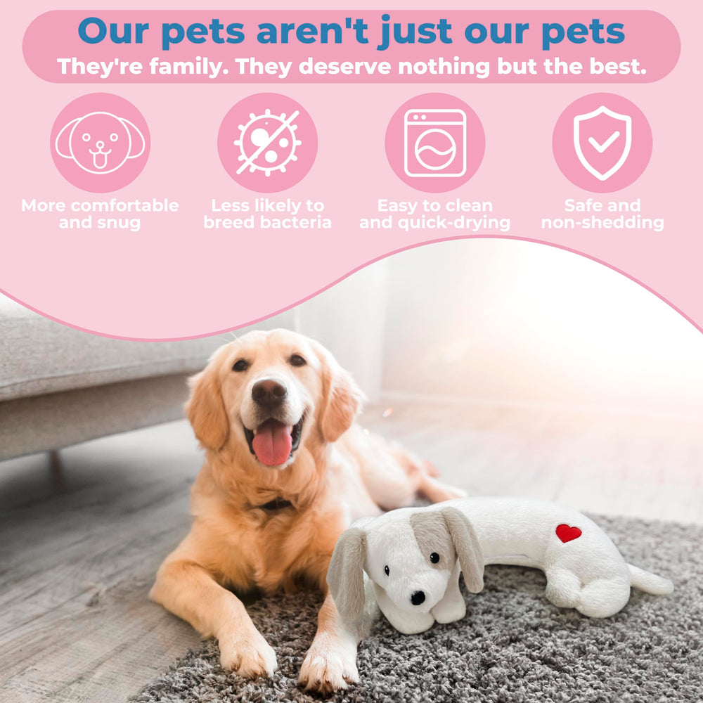 Moropaky Heartbeat Puppy Toy washable-cover detail highlights easy cleaning and care