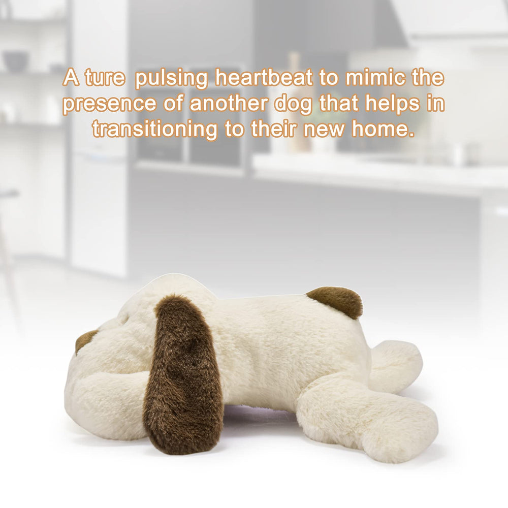 Moropaky heartbeat simulator demonstrates pulsing heartbeat to ease anxious puppies.