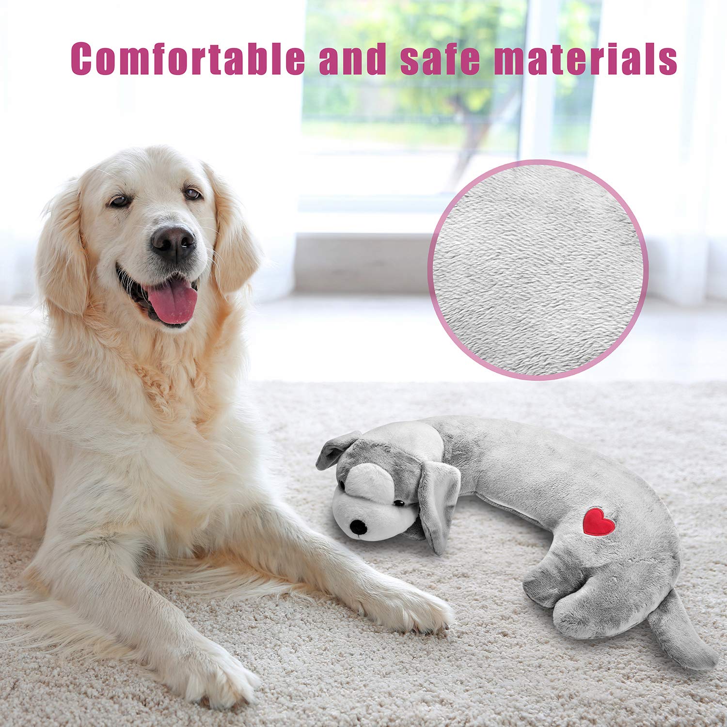 Moropaky Heartbeat Toy in kennel setup illustrating comfort during travel.