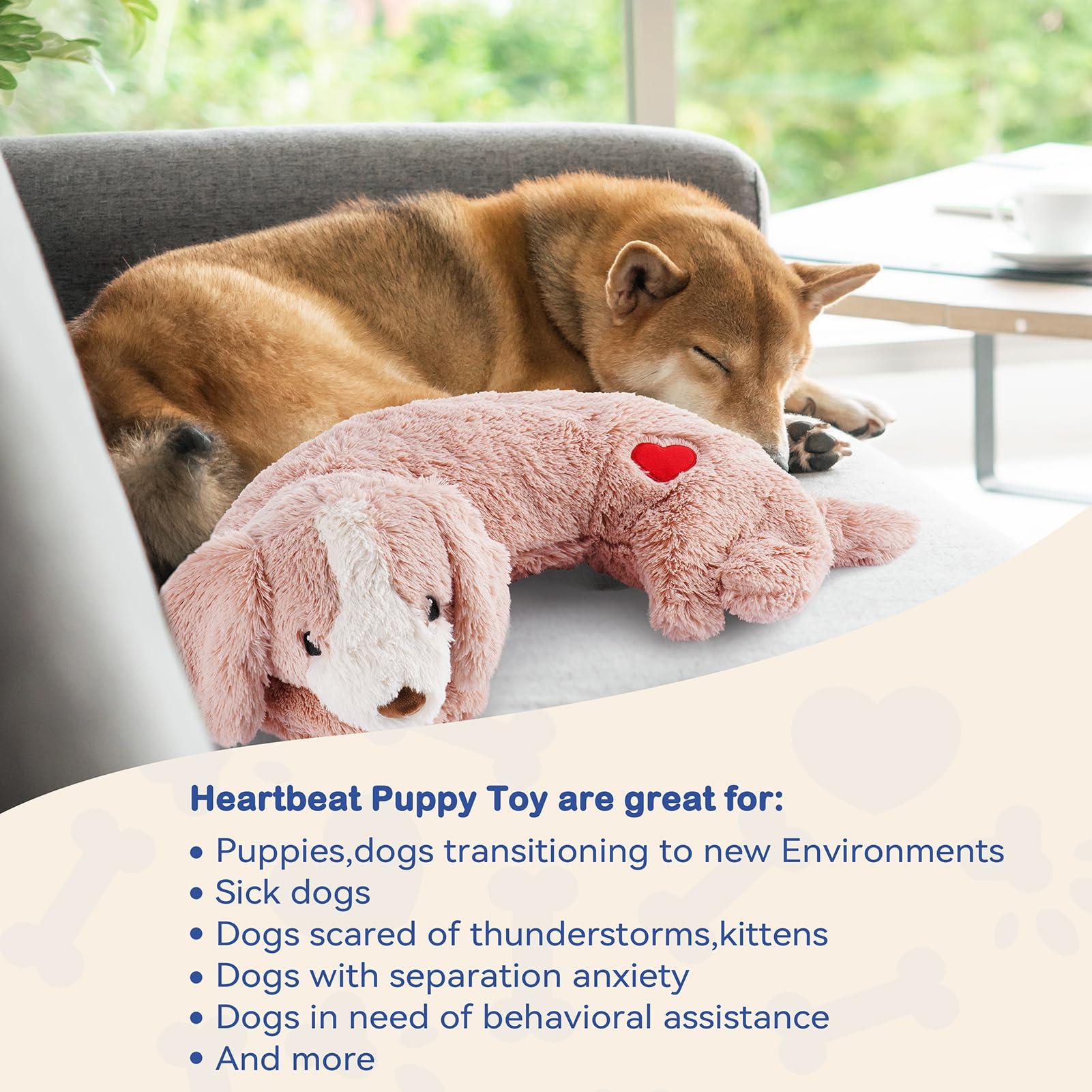 Moropaky Heartbeat Toy soft-fabric surface emphasizes skin-friendly cuddly feel for puppies