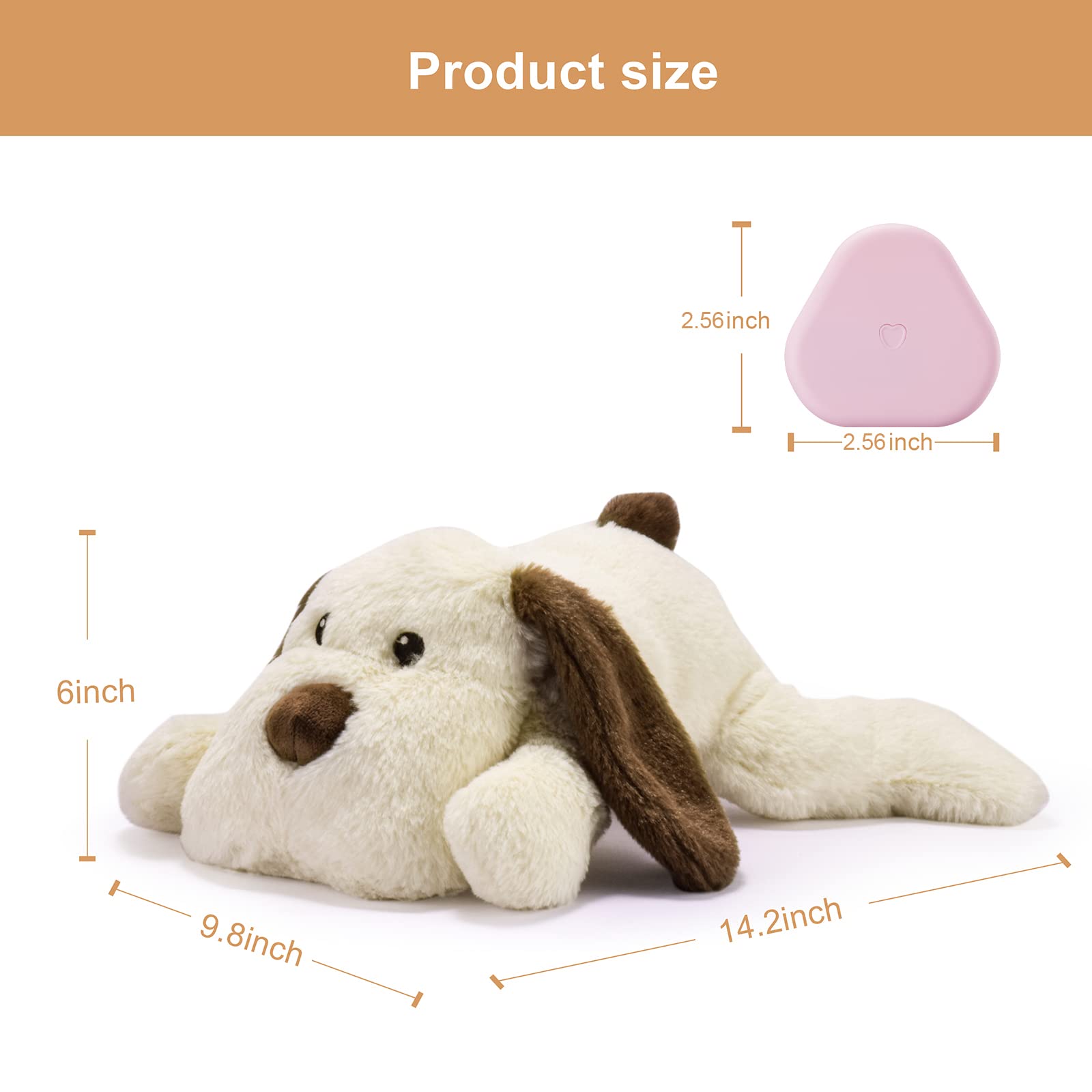 Moropaky plush dog toy with heartbeat mechanism featuring skin-friendly fabric.