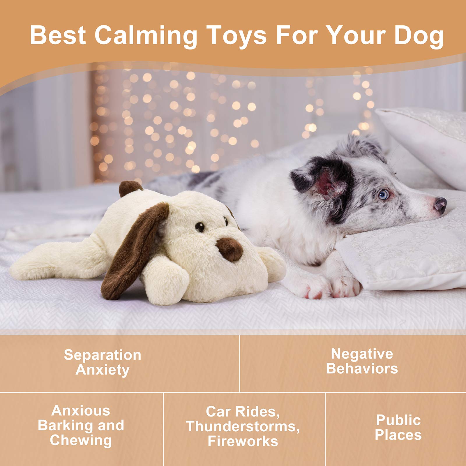 Moropaky puppy crate-training toy shown inside a kennel to support sleep training.