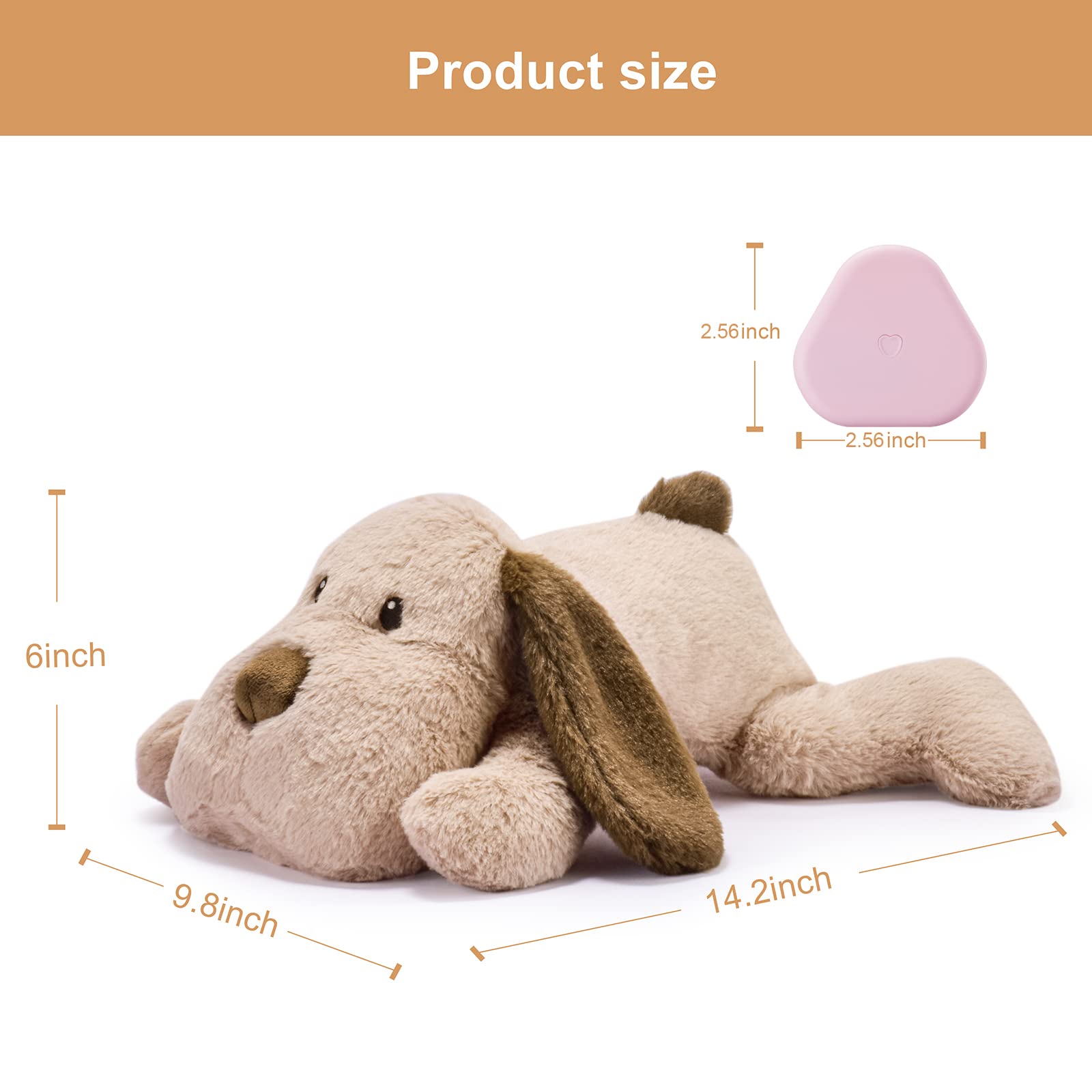 Moropaky Puppy Heartbeat Toy brown color adds cozy, homey appeal for daily snuggles.