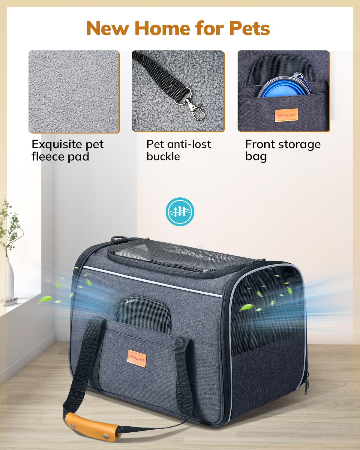 Morpilot cat carrier foldable mat removable for easy cleaning.