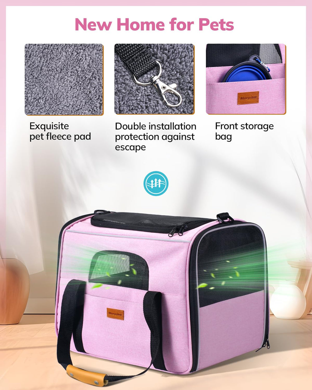 Morpilot cat carrier with locking safety zippers for secure transport.
