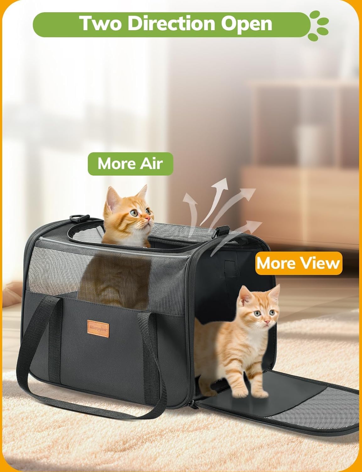 Morpilot Cat Carrier Soft airline-approved design fits cabin requirements on flights.