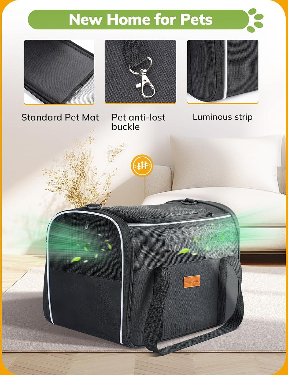 Morpilot Cat Carrier Soft collapsible-portability for easy storage when not in use.