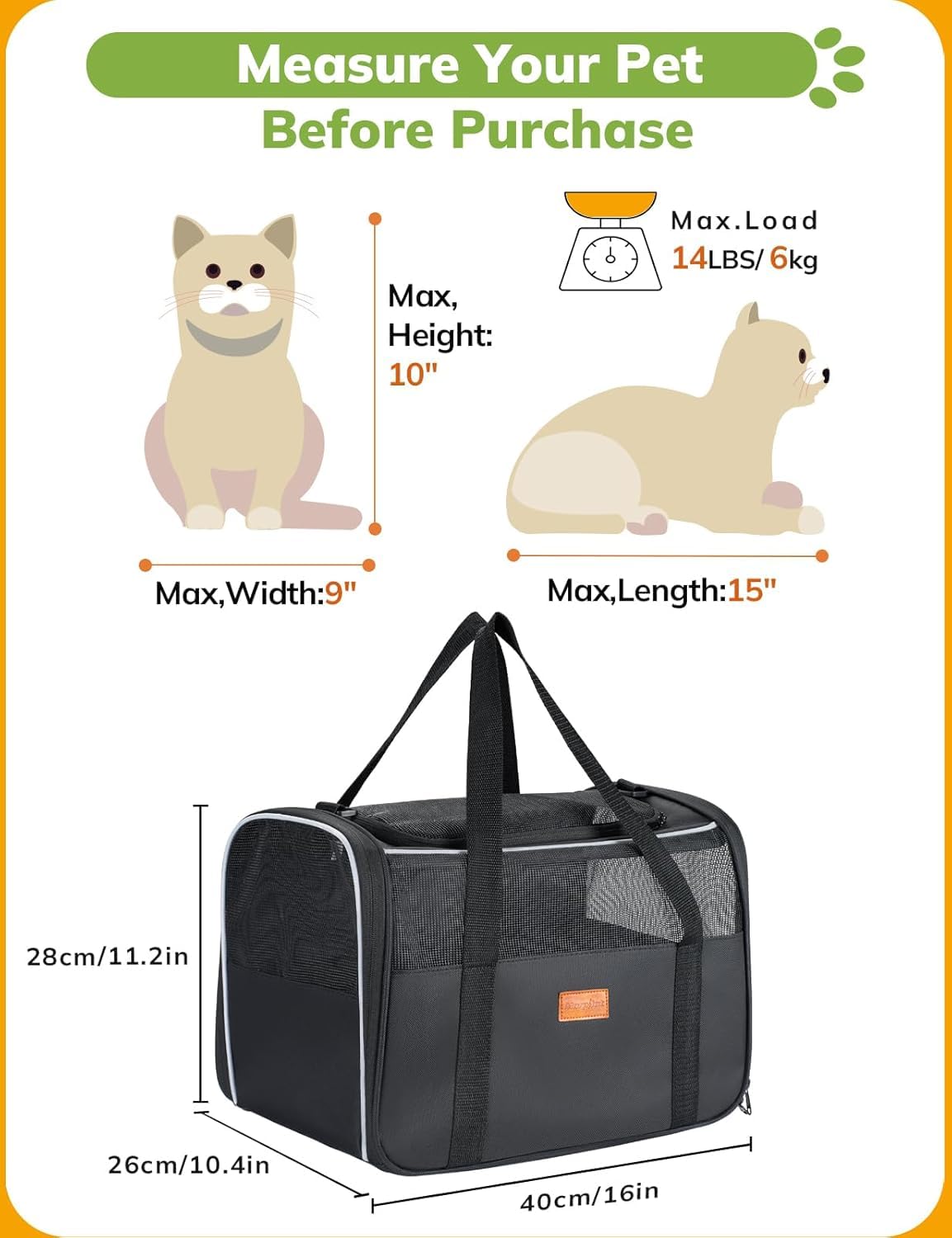 Morpilot Cat Carrier Soft removable-washable-mat simplifies cleaning after travel.