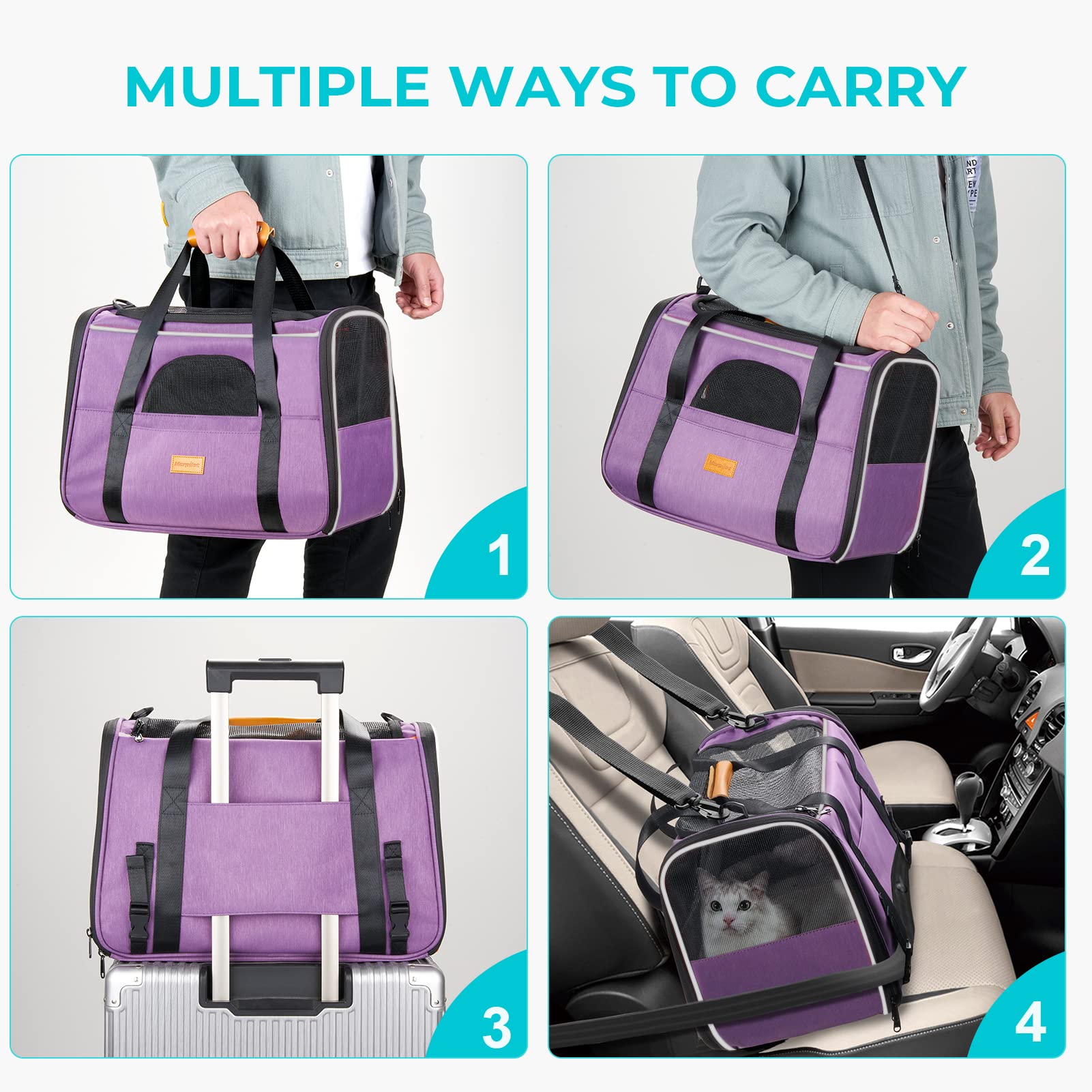 Morpilot pet travel carrier breathable mesh sides promote airflow and comfort