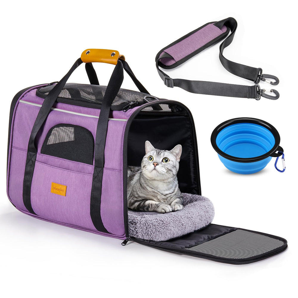 Morpilot pet travel carrier folding design for easy storage and carry
