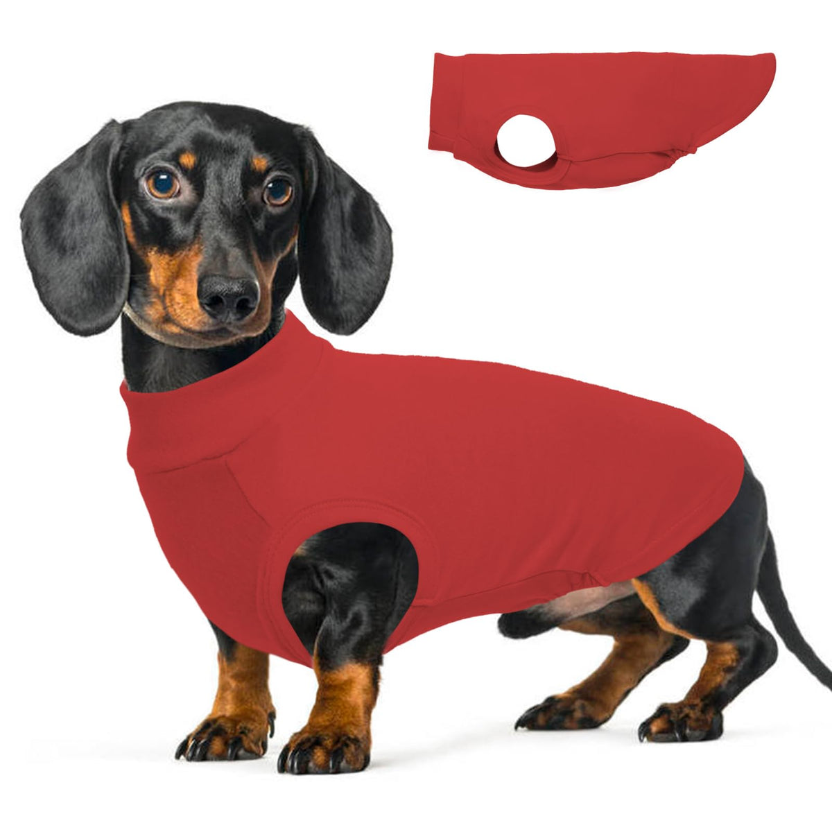 Morvigive dog fleece vest red front view highlights warm, lightweight comfort for daily walks