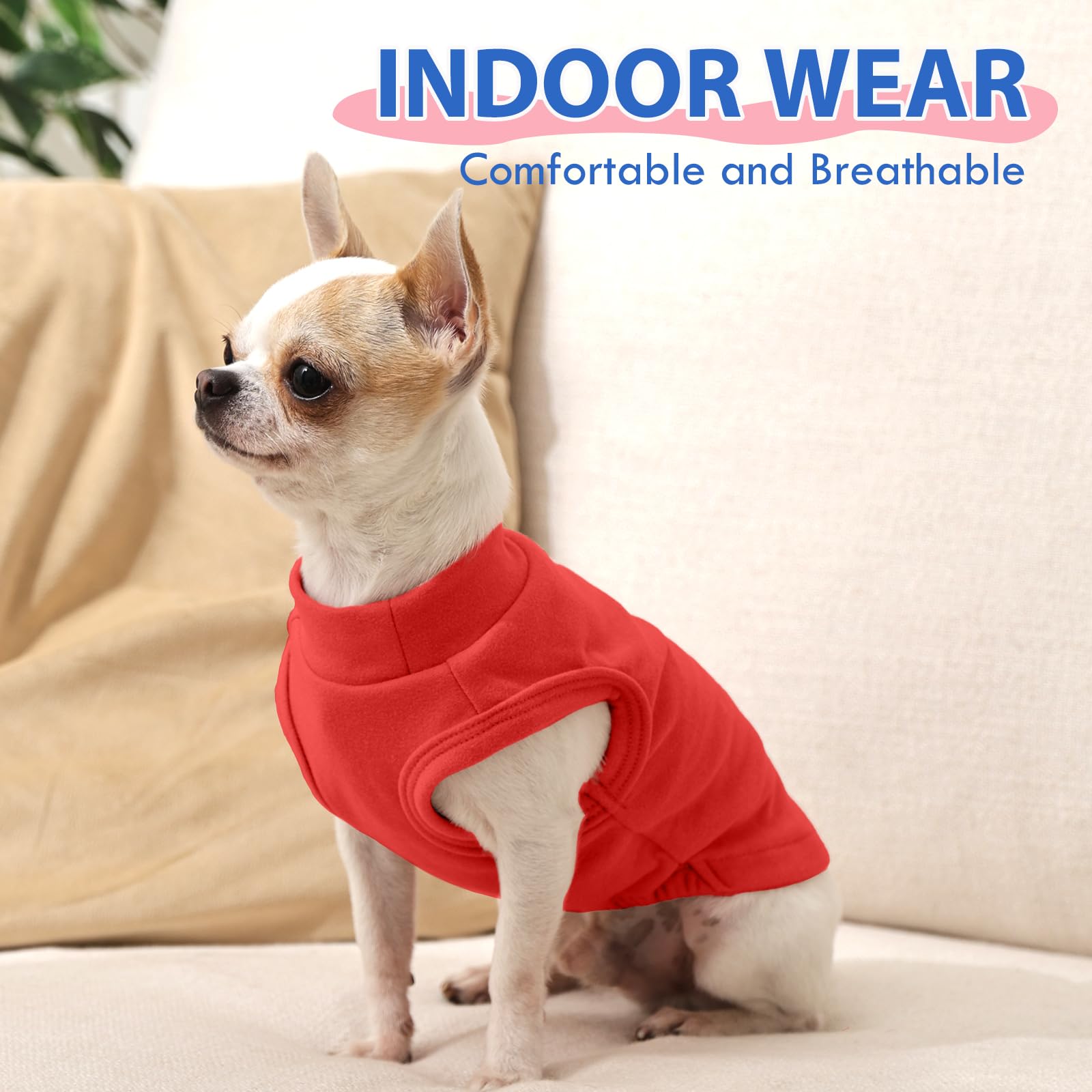 Morvigive dog fleece vest red pullover design enables quick on/off during park outings