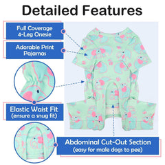 MORVIGIVE XL dogs clothes pjs green back view shows full-coverage warmth