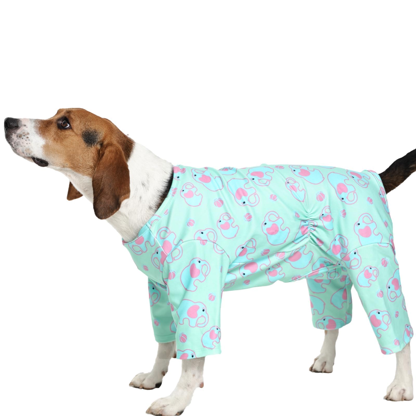 MORVIGIVE XL dogs clothes pjs green front view highlights soft breathable fabric for daily wear