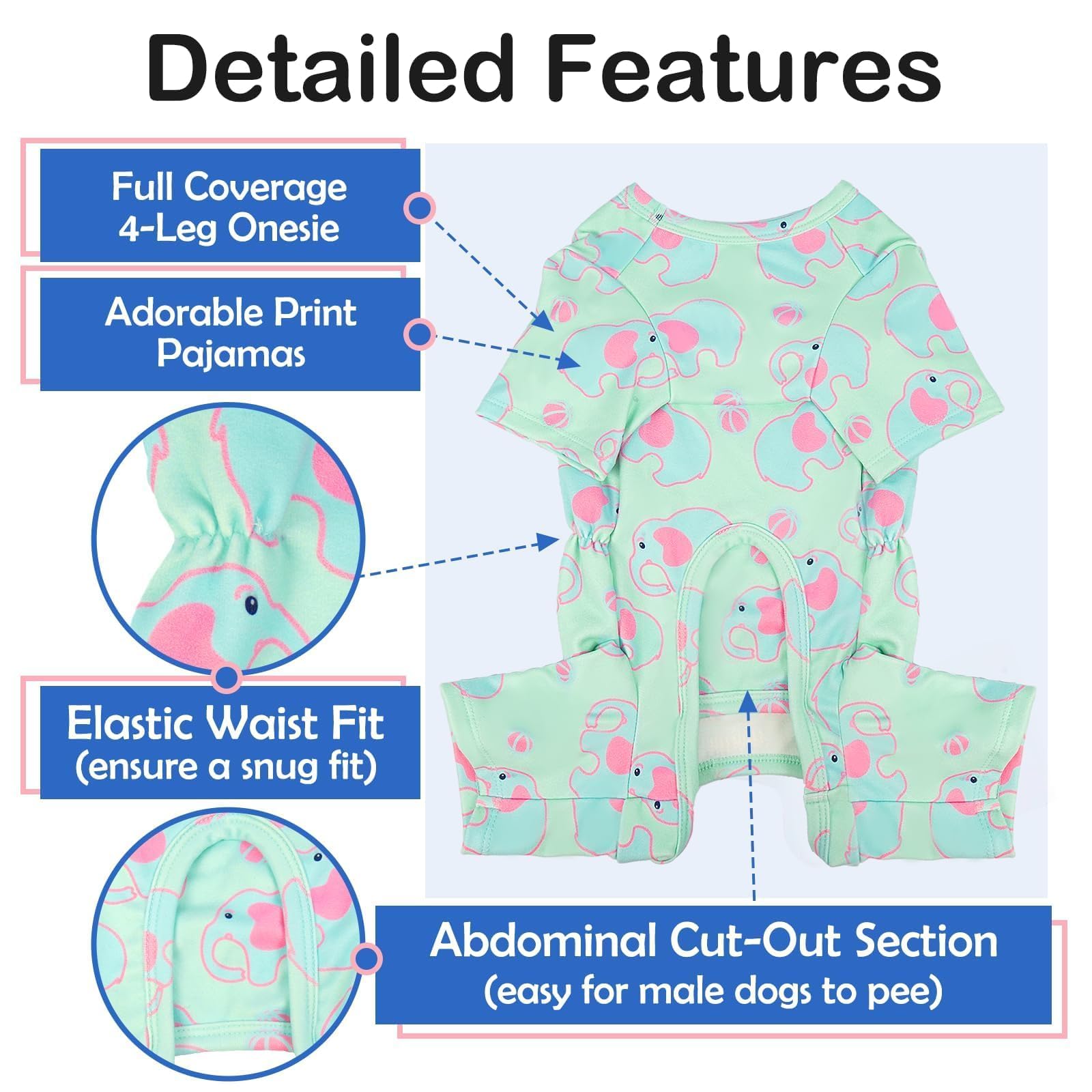 MORVIGIVE XS dog PJs four-leg onesie chest opening detail for secure fit