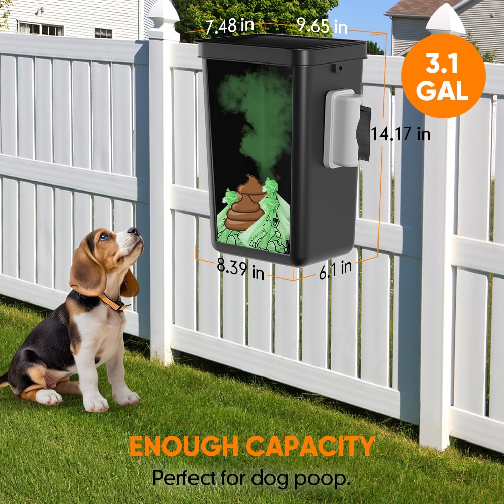 Moryimi wall-mount dog trash bin with screw kit for secure installation.