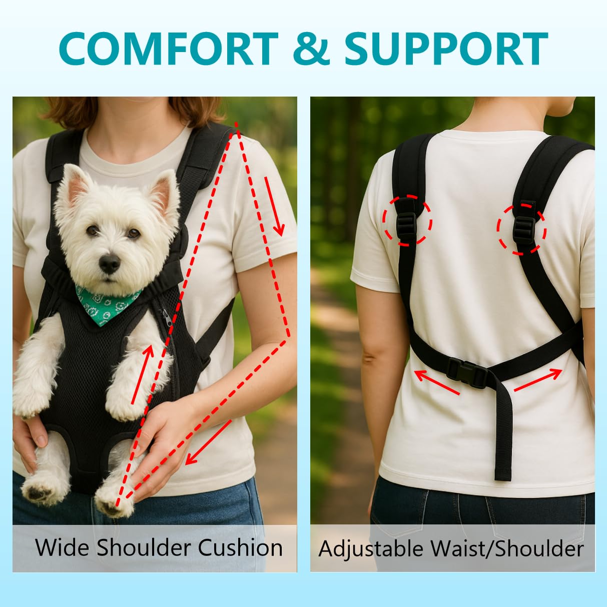 Mosago dog backpack breathable mesh demonstrates cooling airflow during walks