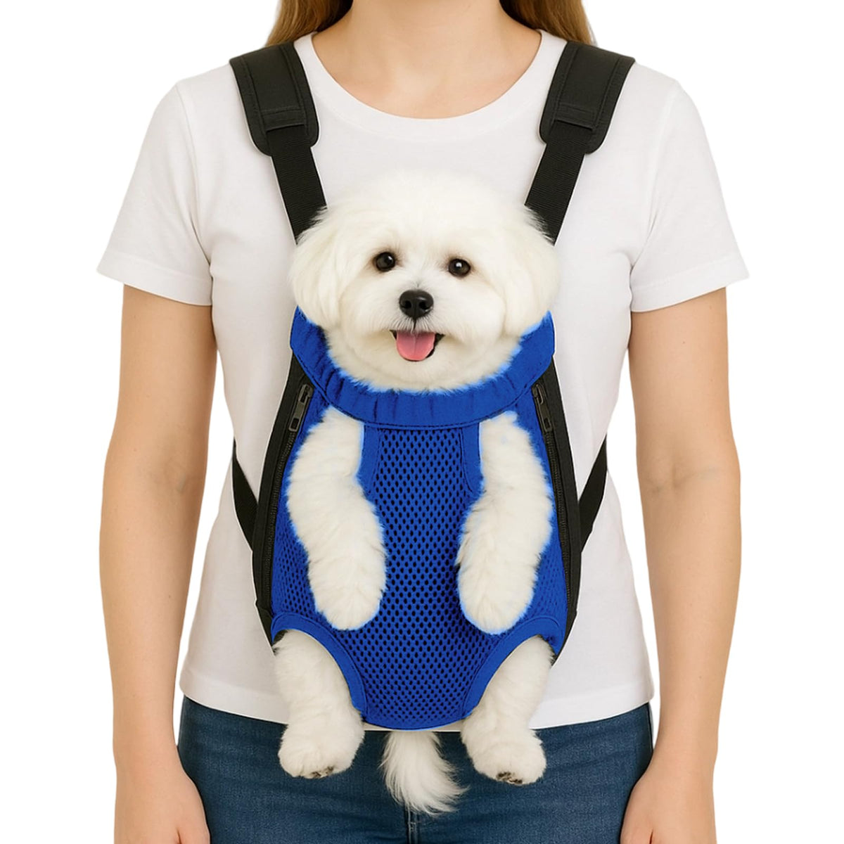 Mosago dog backpack front-view shows compact design for convenient everyday adventures.