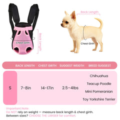 Mosago dog backpack side view highlights comfy thick straps and leg openings for comfort