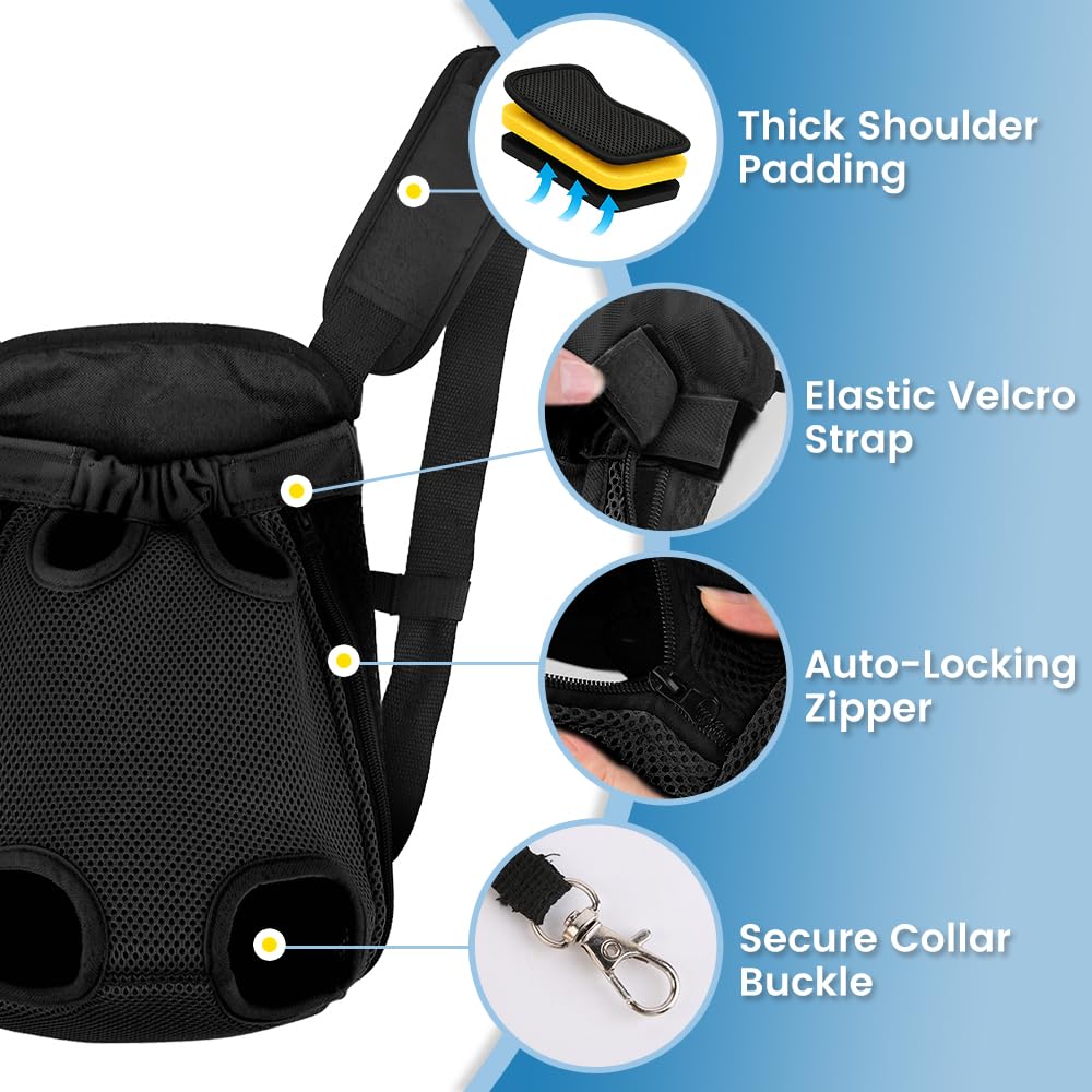 Mosago dog backpack strap detail emphasizes secure padding and adjustable comfort