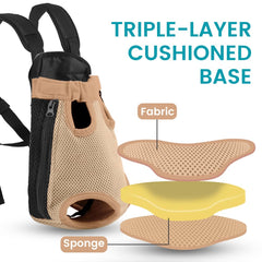 Mosago carrier's polyester stretch mesh panel delivers breathable, cooler comfort for pets.