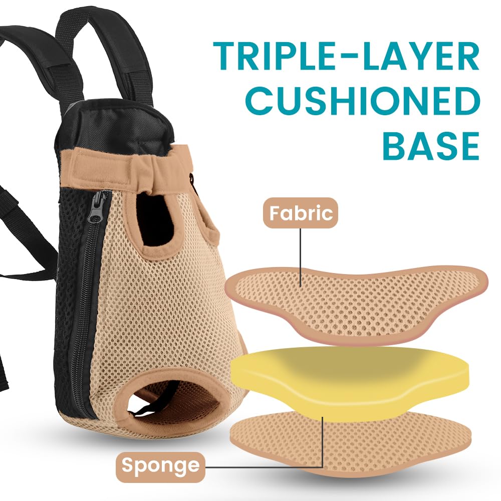 Mosago puppy carrier bottom cushion provides soft support on adventures.