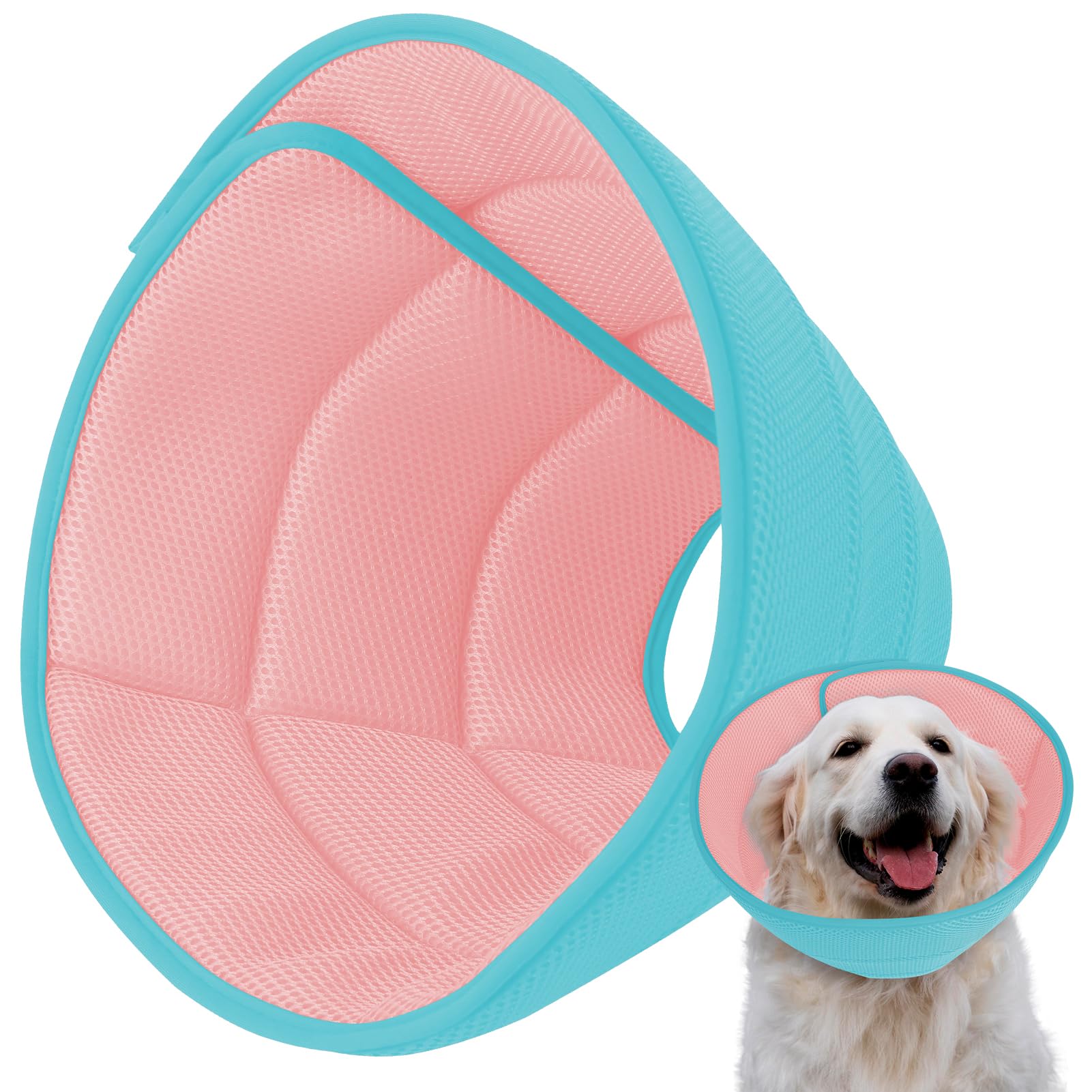 Mosago soft dog cone collar with breathable mesh provides gentle post-surgery comfort.