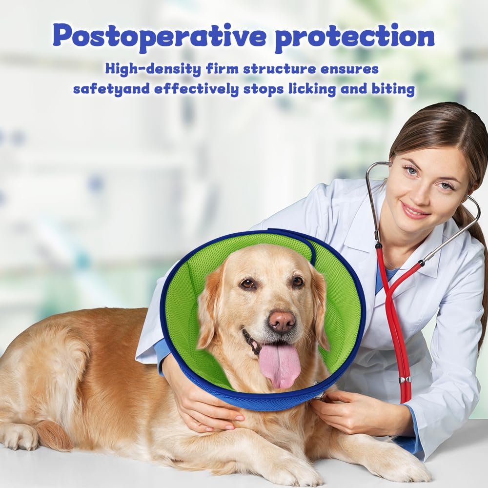 Mosago Soft Dog Cone Collar adjustable closure demonstrates secure fit for various dog sizes.