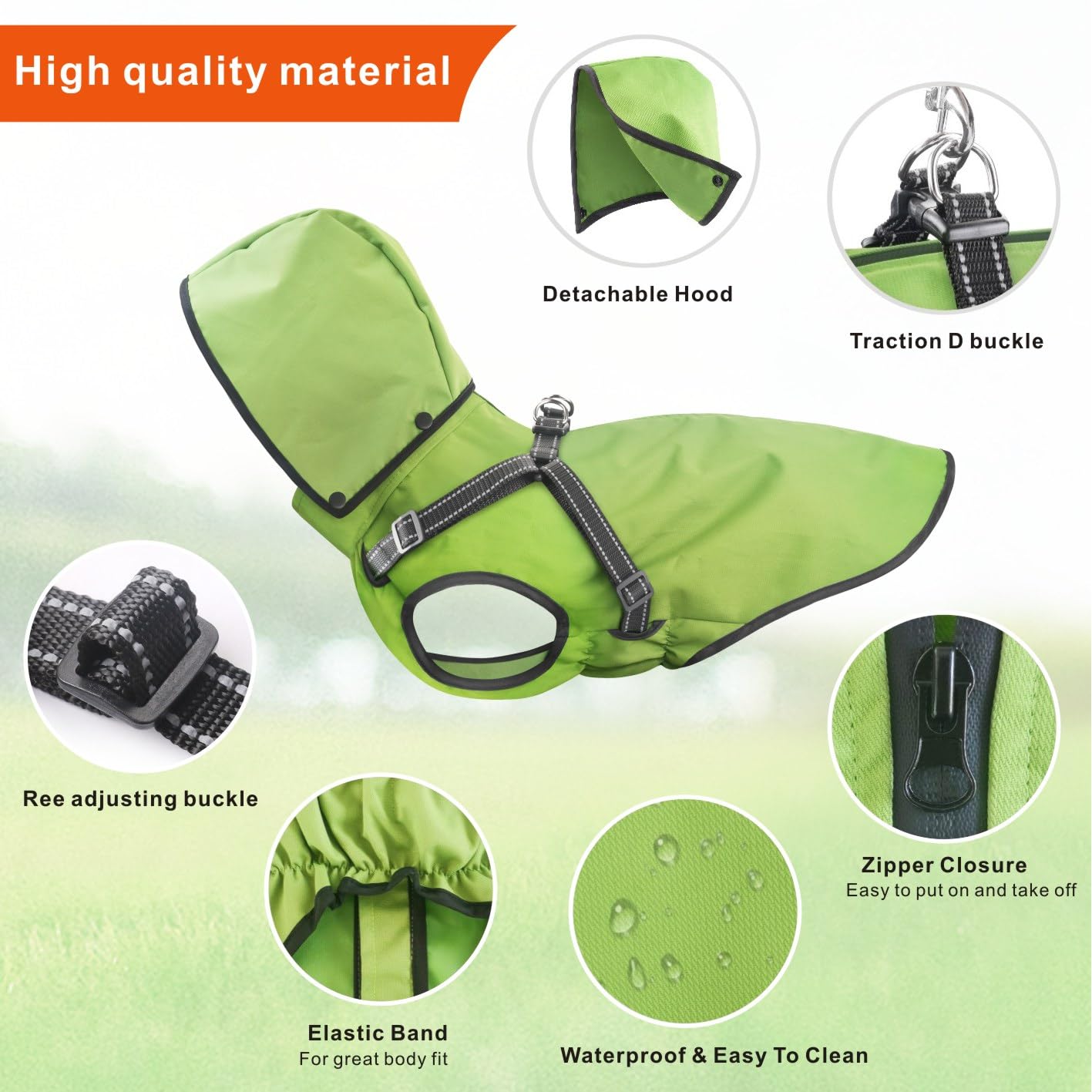 Mosucoirl dog raincoat adjustable fit for various sizes