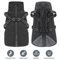 Mosucoirl dog raincoat back-zip makes on/off quick during busy mornings.