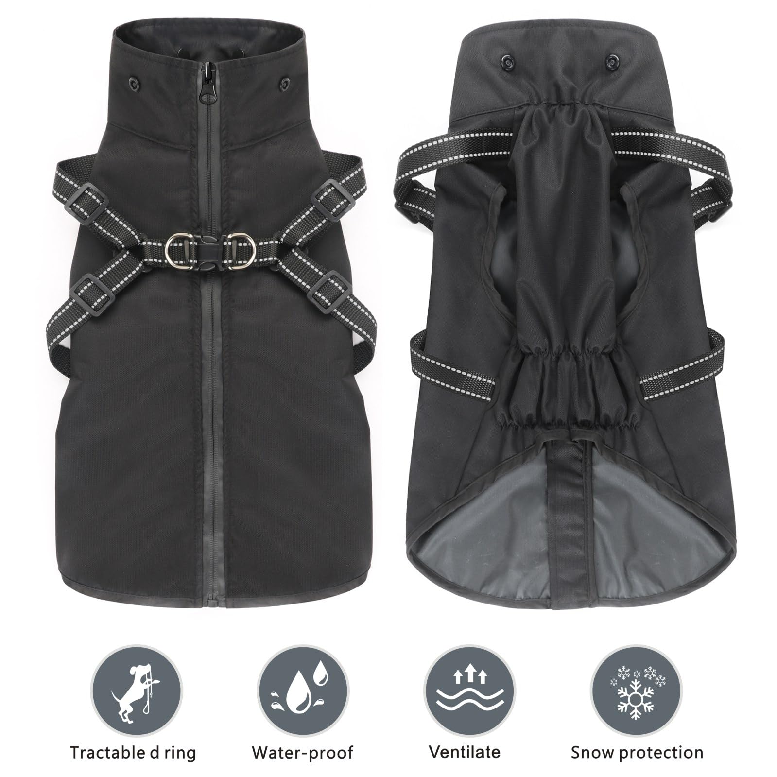 Mosucoirl dog raincoat hood-removal demonstrates versatility for weather shifts.