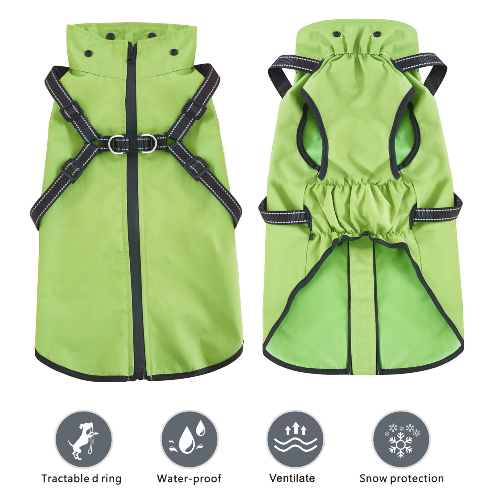 Mosucoirl dog raincoat with reflective straps improves visibility at night