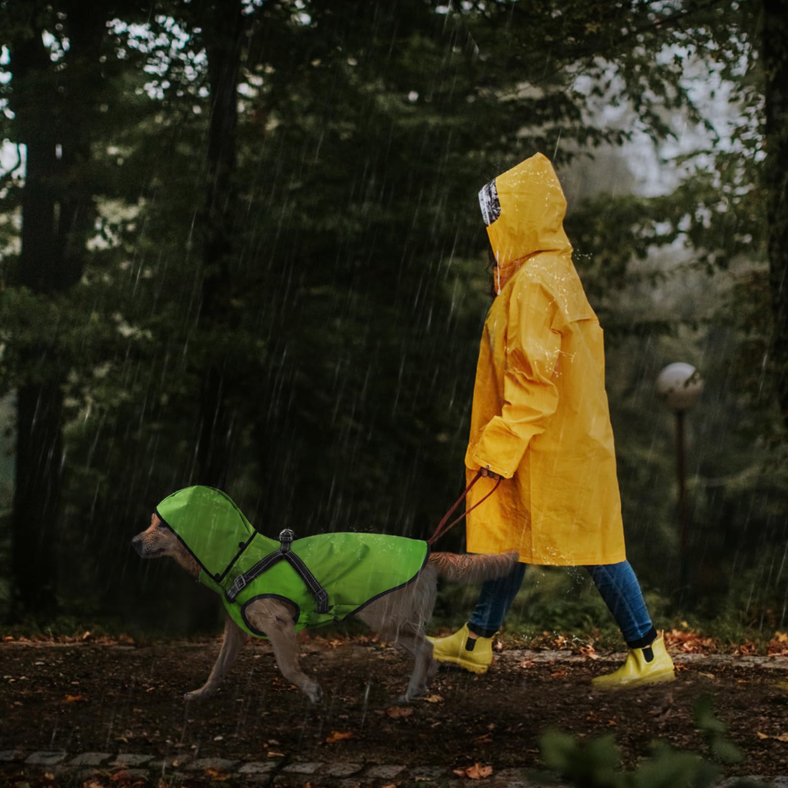Mosucoirl dog raincoat with removable hood offers extra rain protection