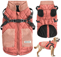 Mosucoirl warm dog coat weatherproof exterior with cozy fleece lining for cold outdoor walks.