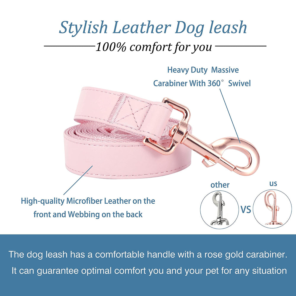 MoTaity dog leash pink with rose gold buckle adds stylish safety on walks.