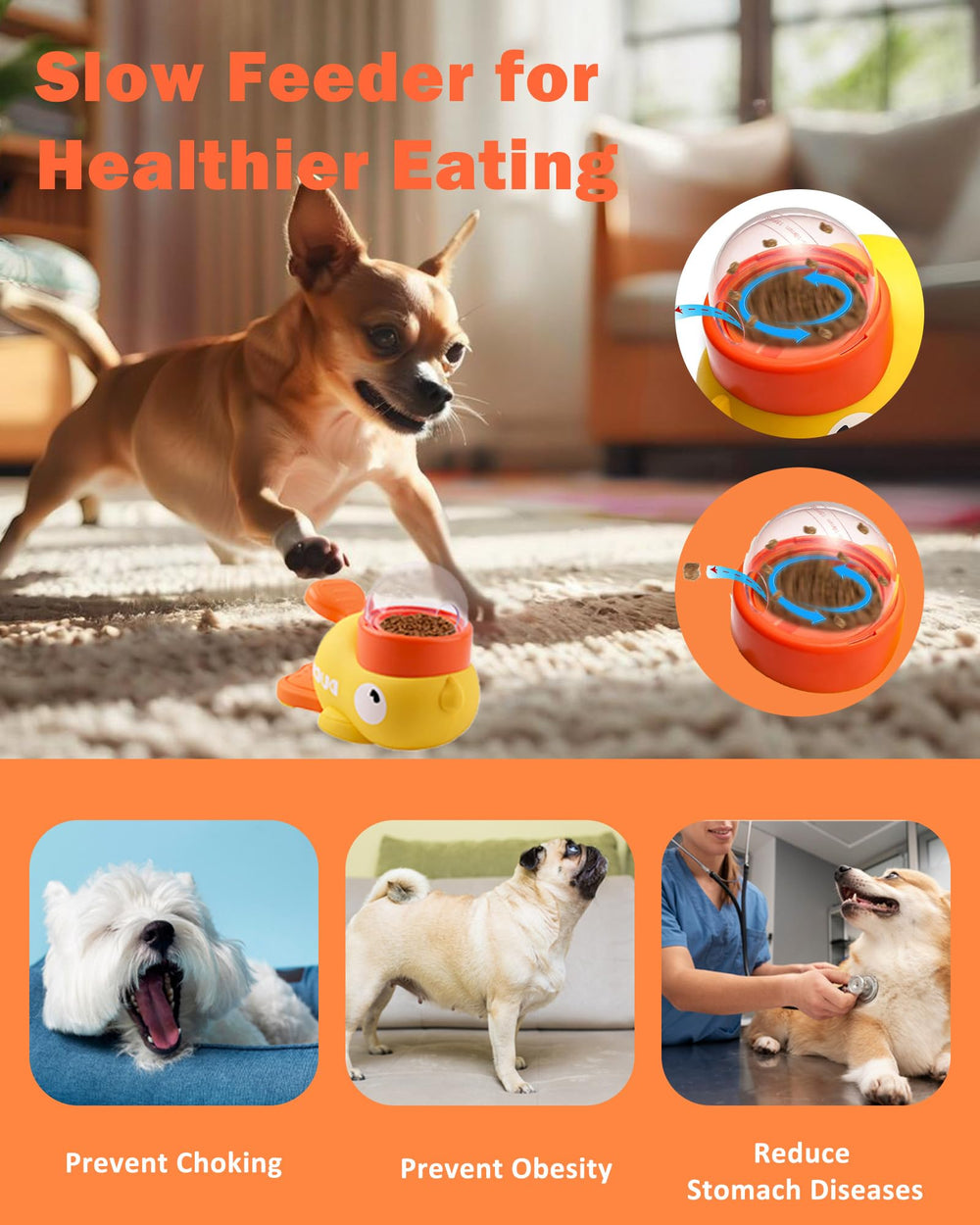 Motiilanco three-compartment dispenser fits varying kibble sizes