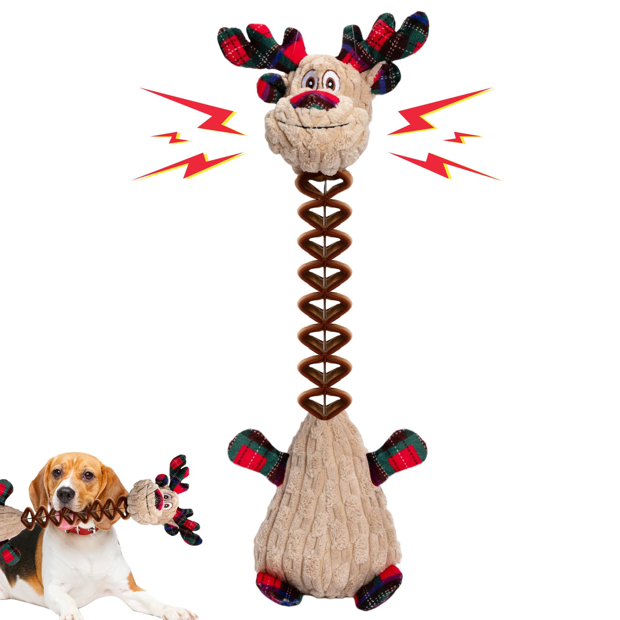 Motsamla Christmas dog toy reindeer plush for festive play and cuddles