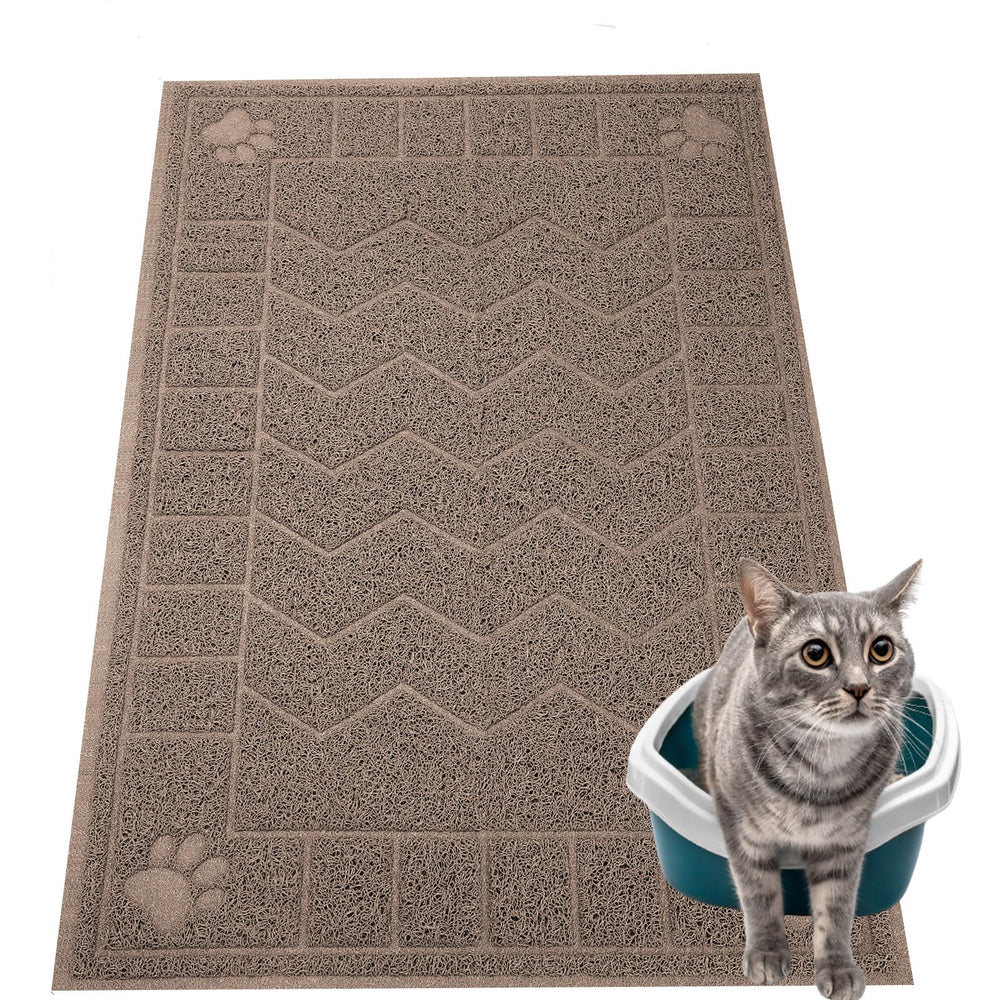 Motsamla cat litter mat shows large surface area to trap litter and protect floors.