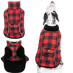 MOTZABO dog winter coat front view highlights warm fleece lining for chilly walks.